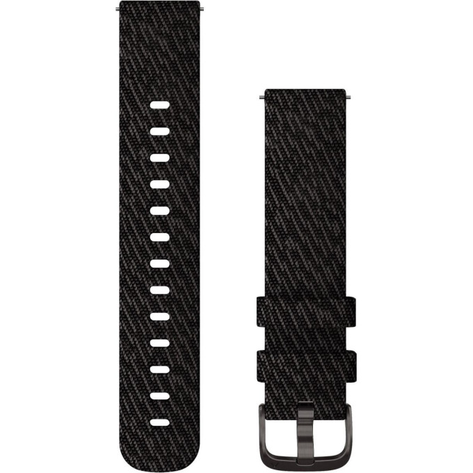 Ремешок сменный для GARMIN FENIX 6S 20MM HEATHERED BLACK NYLON WITH BLACK HARDWARE 010-12875-00